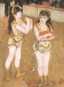 Pierre-Auguste Renoir Tva sma cirkusflickor oil